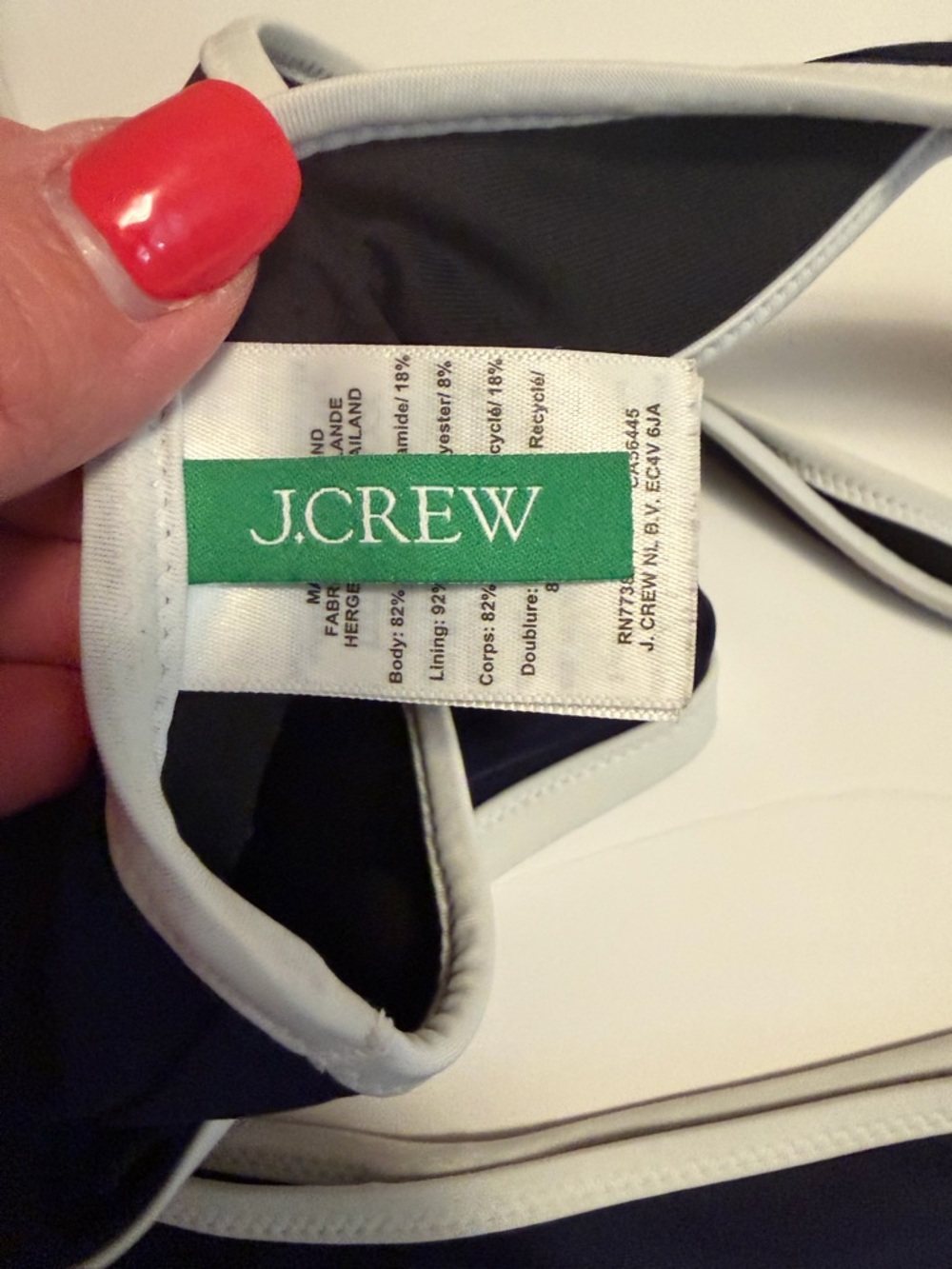 J. Crew Navy Padded Bikini with White Trim Size Large - Picture 4 of 10